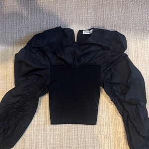 Zara Elegant Black Puff Sleeve Blouse